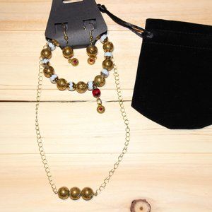 Christmas genuine stone winter gold set bracelet earrings necklace